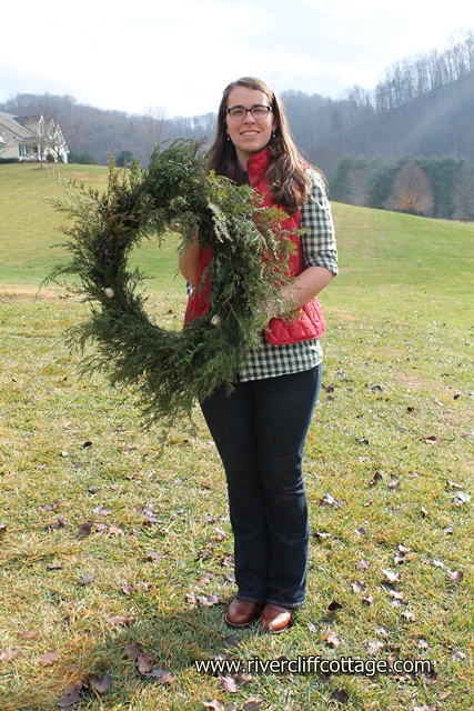Delaney and her round wreath
