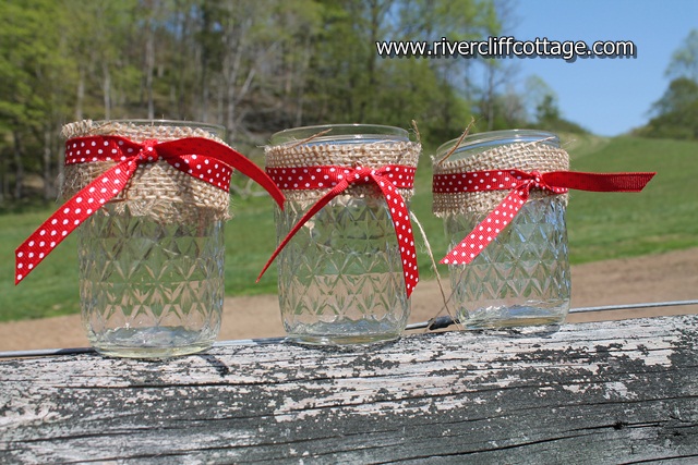 Jelly Jar Votives in Bow Ties